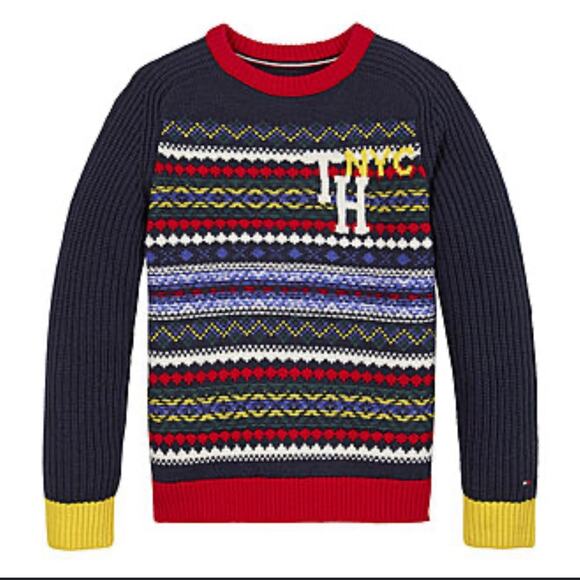 Tommy Hilfiger | FAIRISLE VARSITY | Kids Holiday Cotton Sweater - Picture 1 of 16